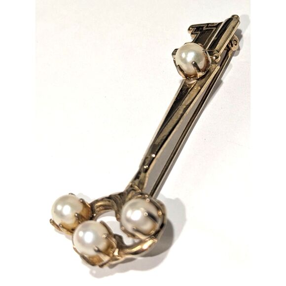 Gold Key and Pearl Brooch - Picture 7 of 7